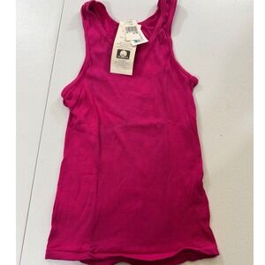 NWT VTG  Favorites Ribbed Cotton Tank Top Fuchsia Pink Sz‎ 
 L Girl made in USA